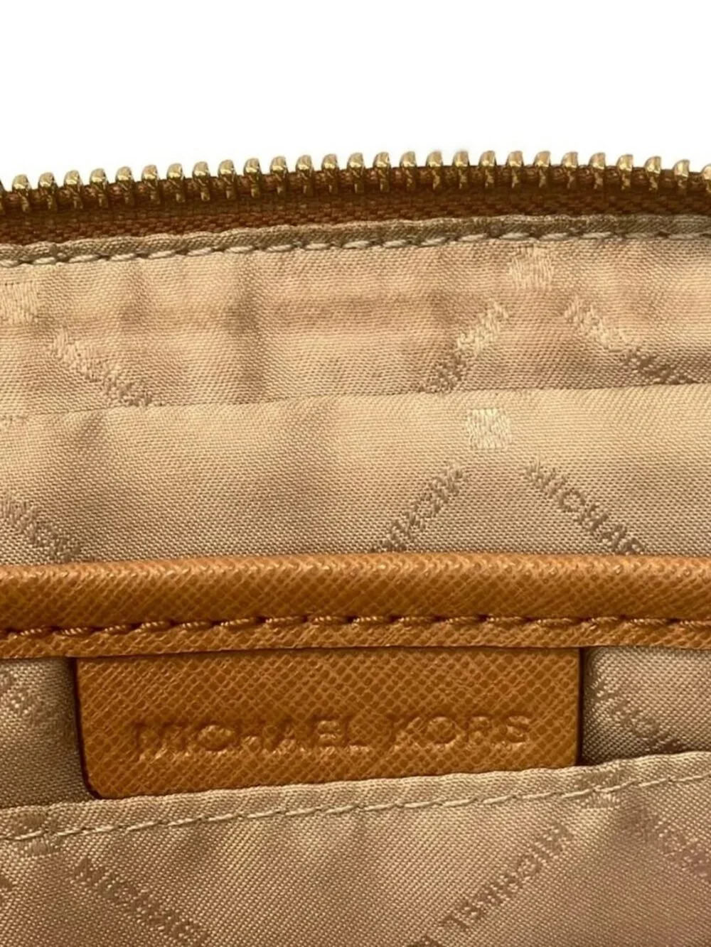 MICHAEL KORS White Light Brown PVC Shoulder Bag